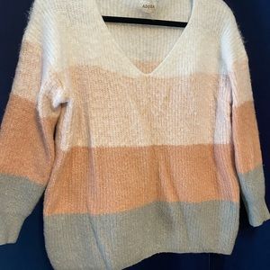 Super soft, striped v-neck sweater